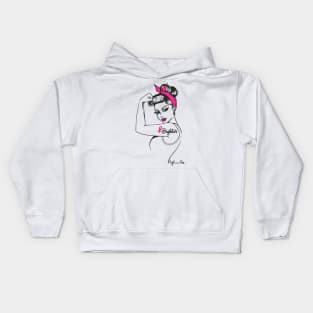 Girl Power Fighter Breast Cancer by Anne Cha Kids Hoodie